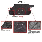 Winter horse blanket with adjustable belts and detailed design features