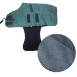 Winter horse blanket in dark green with adjustable straps and soft inner lining