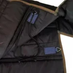 Black winter horse blanket with adjustable straps and inner lining details